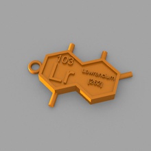 lr - lawrencium key-ring moda elementi portachiavi tavola periodica 3d print model - Mito3D