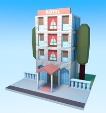 miniature hotel art architecture building color hote 3d print model - Mito3D