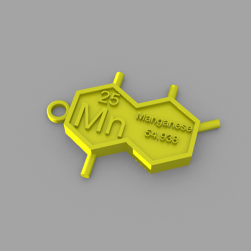 mn manganese key ring lemsanidad xyzprinting free downloadable 3D modelos Moda Mn Manganese Key elementos llaveros periódico mesa 3D print model - Mito3D