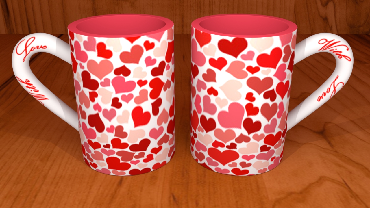 Becher lieben Haushaltswaren Farbe valentines 3D print model - Mito3D