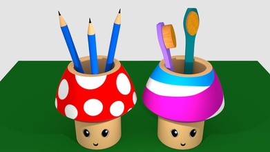 mushroom pencil toothbrush holder housewares color 3d print model - Mito3D
