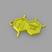 n - nitrógeno del llavero de la moda elementos llaveros tabla periódica 3d print model - Mito3D