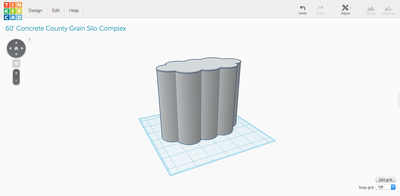 n scale grain elevator 8 silo toys concrete structure 3D print model - Mito3D