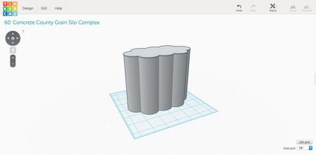n ölçek tahıl asansör 8 silo oyuncaklar beton yapısı 3d print model - Mito3D