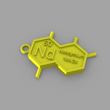 nd - neodimio-key-ring moda elementi portachiavi tavola periodica 3d print model - Mito3D