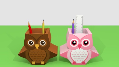 owl pencil holder education color housewares 3d print model - Mito3D