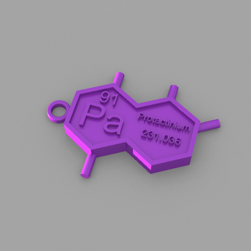 pa - protactinio key-ring moda elementi portachiavi tavola periodica 3D print model - Mito3D