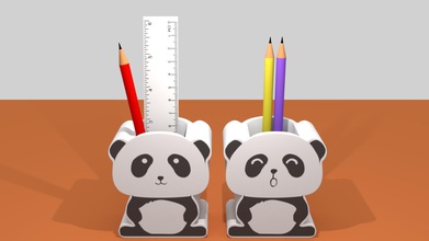panda bear pencil holder education color housewares 3d print model - Mito3D
