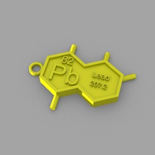 pb plomo llavero de la moda elementos llaveros tabla periódica 3d print model - Mito3D