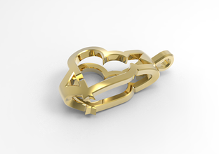 pingente 2 a moda seta ouro coração colar 3d print model - Mito3D