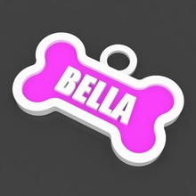 pet dog tag bella fashion bone 3d print model - Mito3D