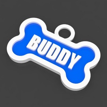 pet dog tag-buddy Mode Knochen buddy Hund tag 3d print model - Mito3D