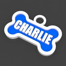 pet dog tag charlie fashion bone 3d print model - Mito3D