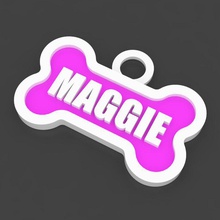 pet dog tag maggie fashion bone 3d print model - Mito3D