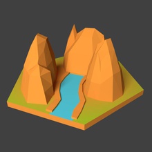 poly rocky mountain river toys 3d print model - Mito3D