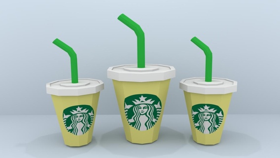 poly Starbucks Tasse porsche Farbe 3d print model - Mito3D