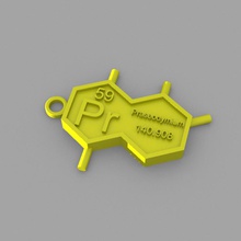 pr - praseodimio key-ring moda elementi portachiavi tavola periodica 3d print model - Mito3D