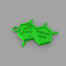 pt - platinum key-ring de la moda elementos llaveros tabla periódica 3d print model - Mito3D