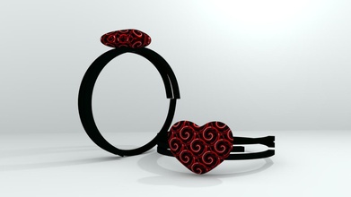 coração vermelho de dia dos namorados do anel a moda cor casal o amor 3d print model - Mito3D