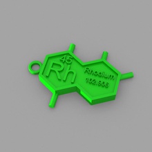 rh - rhodium key-ring fashion elements keyrings periodic table 3d print model - Mito3D