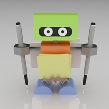 robot de escritorio organizador la oficina el herramientas del madera 3d print model - Mito3D