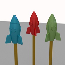 rocket pencil topper education gadgets penciltops toys 3d print model - Mito3D
