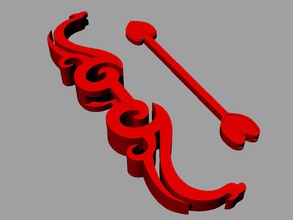 Gummi-band-Spielzeug-1 Bogen-Pfeil-1 - Spielzeug Bogen-Pfeil Gummi-band toy valentine ' s Tag 3d print model - Mito3D
