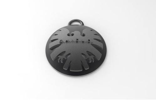 shield key chain tian logo color 3d print model - Mito3D