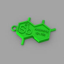 sb - antimony key-ring art elements keyrings periodic table 3d print model - Mito3D