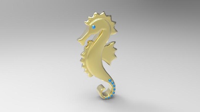 seahorse spilla moda spilla'seahorse pin donna 3d print model - Mito3D