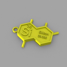 si - Silizium-key-ring Mode Elemente Schlüsselringe periodische Tabelle 3d print model - Mito3D