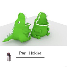sitting crocodile pen holder office color green organizer 3d print model - Mito3D