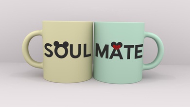 anima gemella tazza articoli per la casa colore coppia giorno amore mate di san valentino 3d print model - Mito3D