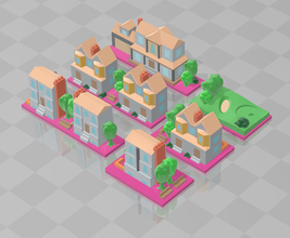 street 3-buildings toys monopoly 3d print model - Mito3D