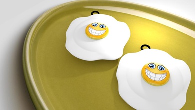 sunny side up llavero los juguetes color lindo decoración de la huevo sonrisa 3d print model - Mito3D