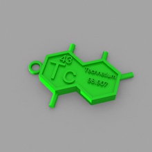 tc - tecnecio llavero de la moda elementos llaveros tabla periódica 3d print model - Mito3D