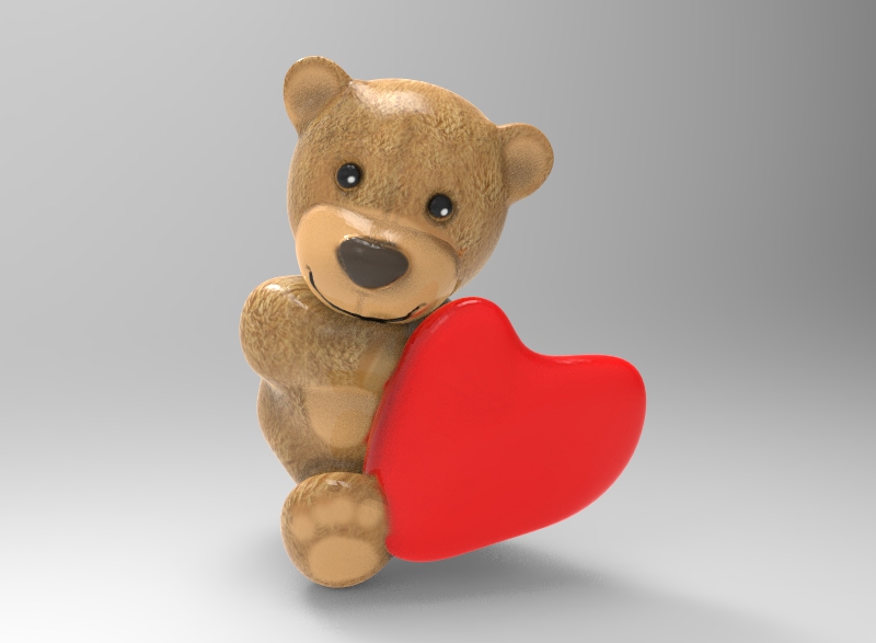 teddy bear toys color cute day figurine gift heart love valentines 3D print model - Mito3D