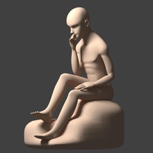 penseur art d'affichage figurine mini statue la 3d print model - Mito3D