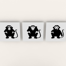 drei kluge Affen silhouette Bild gesetzt Kunst Weise 3d print model - Mito3D