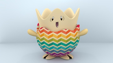 togepi rainbow outfit toys color display play pokemon 3d print model - Mito3D