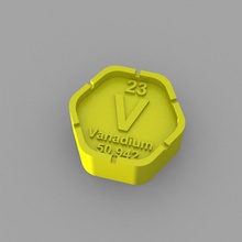 v - vanadyum blok eğitim kimya elemanları periyodik tablo 3d print model - Mito3D