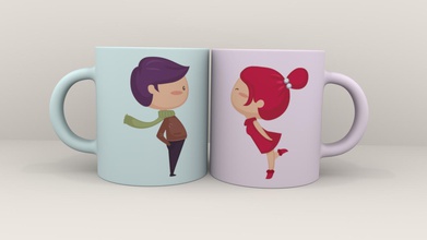 valentines couple mug housewares color day love 3d print model - Mito3D