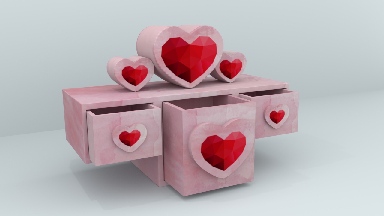 valentines day cabinet office color heart love 3D print model - Mito3D