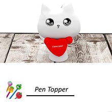 valentines day cat pen topper office 14 color love 3d print model - Mito3D