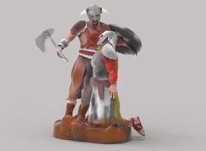 vichingo arte ascia battaglia colore casco eroe medievale vichinghi guerra 3d print model - Mito3D