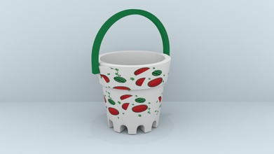 watermelon sand bucket toys color fan play summer water 3d print model - Mito3D