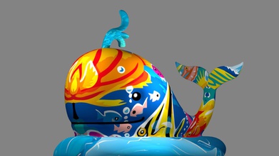 balena figurina art colore display 3d print model - Mito3D