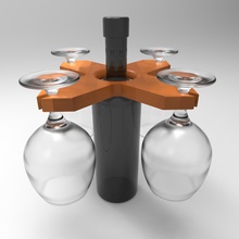 botella de vino cristal titular c artículos para el hogar bottleholder glassholder wineholder 3d print model - Mito3D