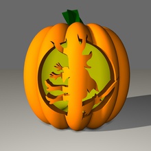 witch pumpkin lantern art halloween 3d print model - Mito3D