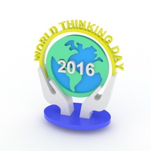 world thinking day Globus anzuzeigen Kunst Tag Mädchen scout denken Welt 3d print model - Mito3D